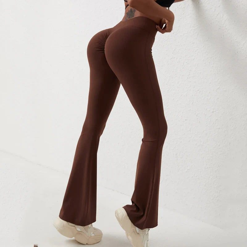 DIAS FIT JOY Peach flared pants for women's yoga high waisted and hip lifting tight pants wide leg fitness pants quick drying