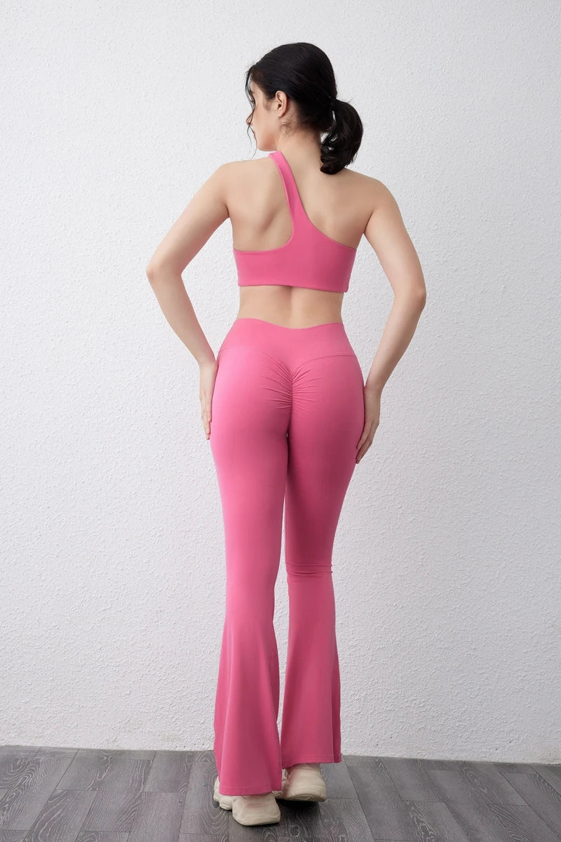 DIAS FIT JOY Peach flared pants for women's yoga high waisted and hip lifting tight pants wide leg fitness pants quick drying