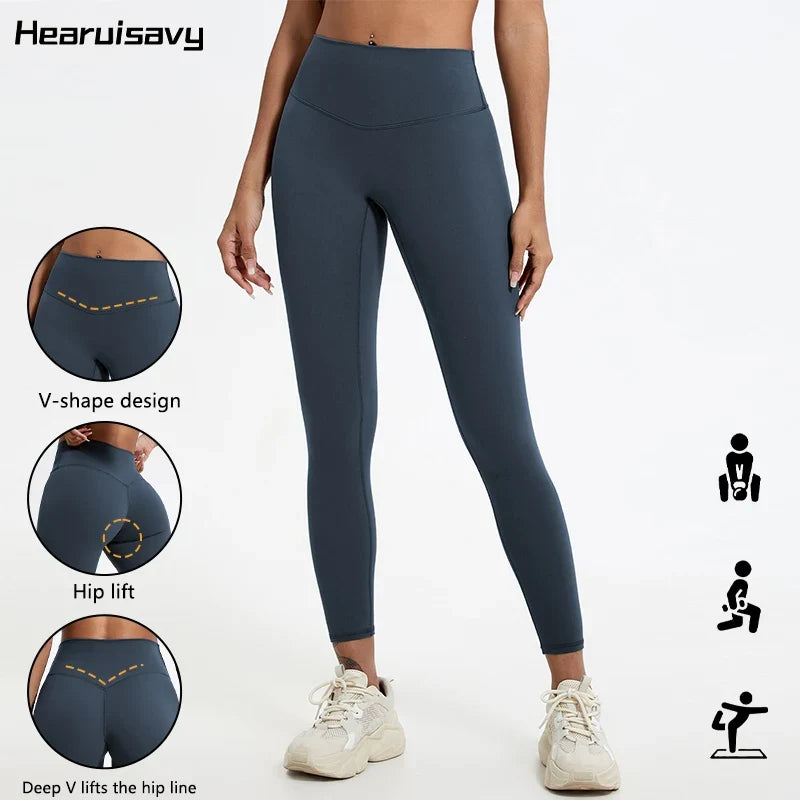 Hearuisavy Summer Super Soft Fabrics High Waist Leggings Gym Yoga Pants Running Workout Tights Push Up Sports Leggings Women