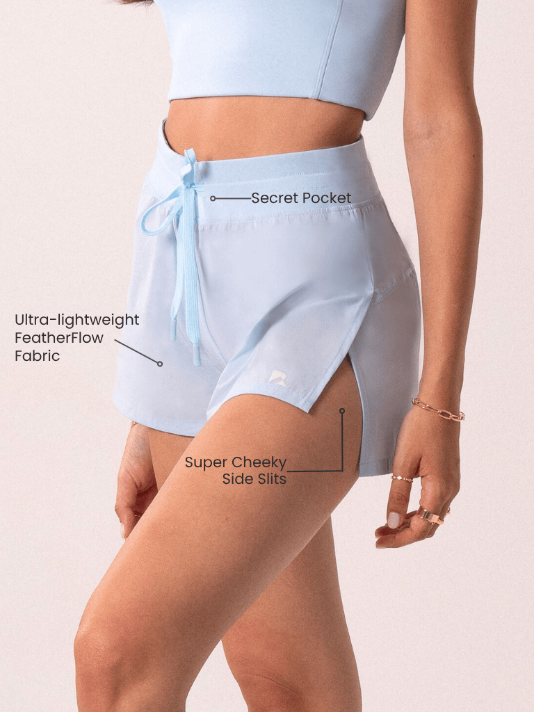 Cheeky Baby Blue Flyaway Shorts | Women's Running & Workouts | Runner's Athletics